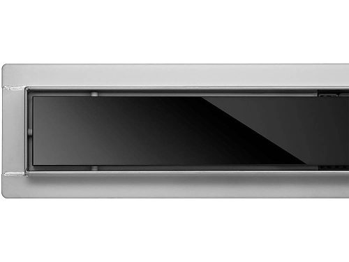 FALA75389 Zuhanylefolyó 900 mm Black Glass inox