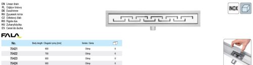 FALA75422 Zuhanylefolyó 700 mm Olimp inox