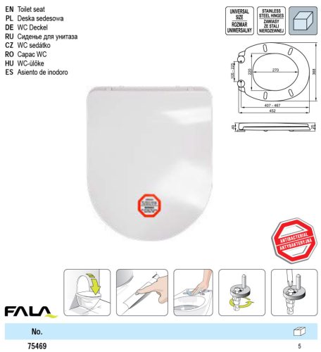 FALA75469 WC ülőke D-alakú vékony lecsapódásgátlós