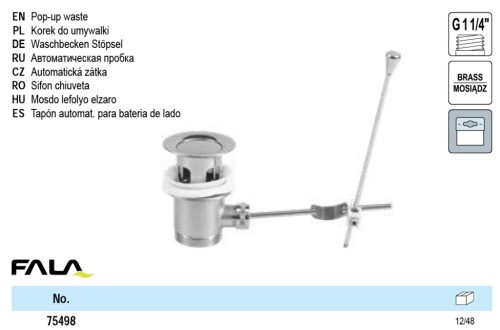 FALA75498 Mosdó lefolyó réz automata leeresztővel