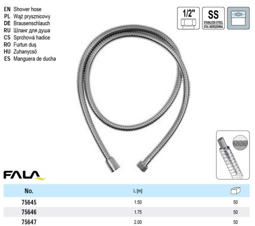 FALA75646 Zuhanycső erősített 1,75 m