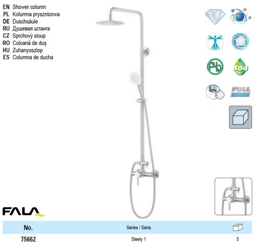 FALA75662 Zuhanyoszlop inox Steely1