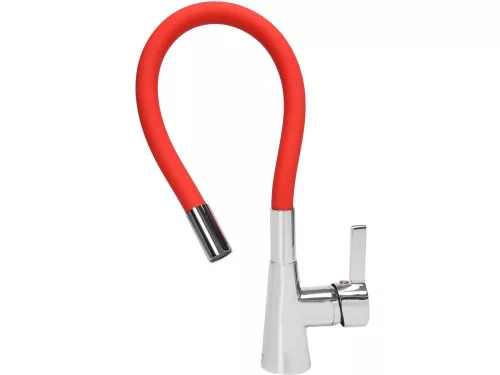 FALA75707 Mosogató csaptelep piros flexibilis csővel + tartozékok