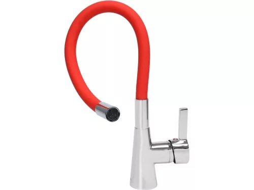 FALA75707 Mosogató csaptelep piros flexibilis csővel + tartozékok