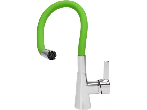 FALA75709 Mosogató csaptelep zöld flexibilis csővel + tartozékok