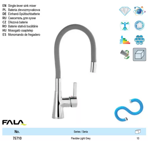 FALA75710 Mosogató csaptelep szürke flexibilis csővel