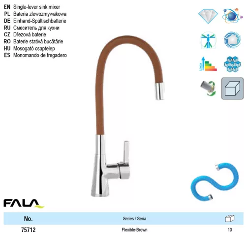 FALA75712 Mosogató csaptelep barna flexibilis csővel