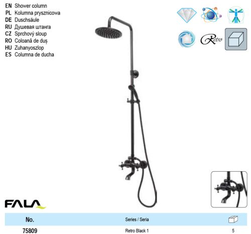 FALA75809 Zuhanyoszlop Retro Black 1