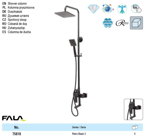FALA75818 Zuhanyoszlop Retro Black 3