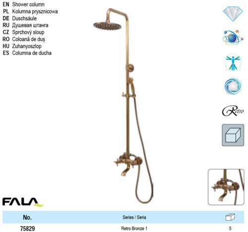 FALA75829 Zuhanyoszlop Retro Bronze 1