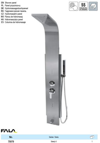 FALA75979 Zuhanypanel STEELY 6 inox
