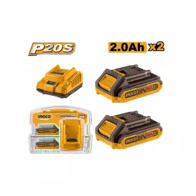   INGCO FBCPK1222E Akkumulátor és töltő szett (2 x 2,0 Ah akku + 2,0 A töltő)