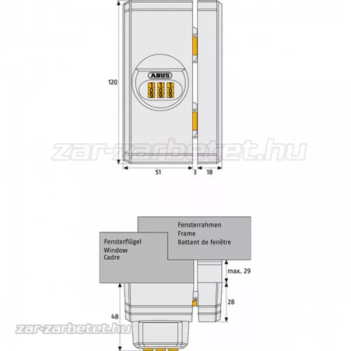 Abus FTS106 számzáras ablakzár-ajtózár Barna