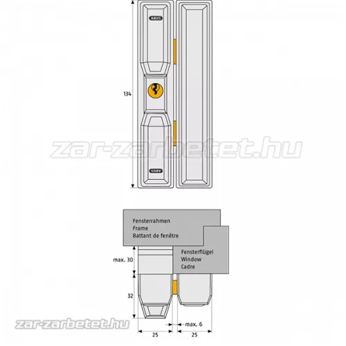 Abus FTS88 kulcsos ablak/ajtózár Fehér
