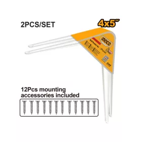   INGCO HSB10405 Polctartó konzol fehér 100 x 120 mm 2 db/csomag