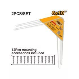   INGCO HSB10810 Polctartó konzol fehér 200 x 250 mm 2 db/csomag