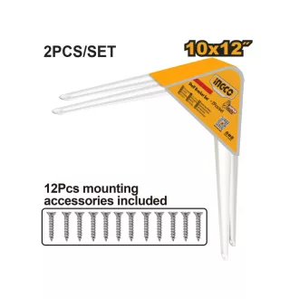   INGCO HSB11012 Polctartó konzol fehér 250 x 300 mm 2 db/csomag