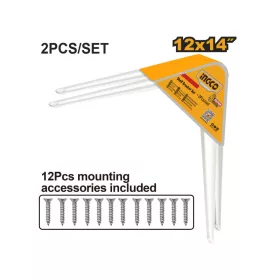   INGCO HSB11214 Polctartó konzol fehér 300 x 350 mm 2 db/csomag