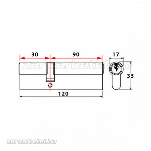 Titan K1 gombos zárbetét 30x90 (G=Rövidebb)