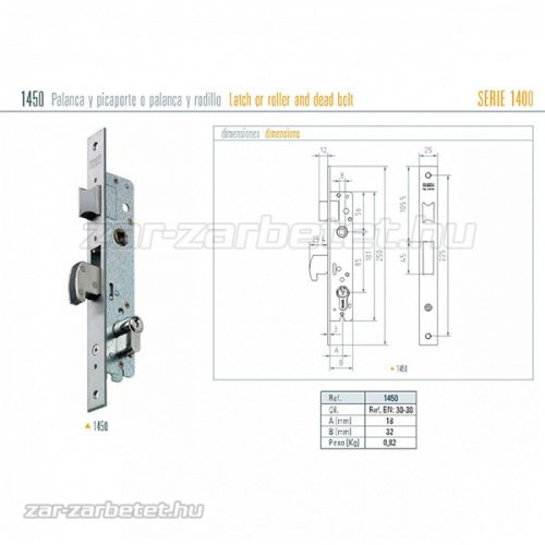 MCM 1450 kampós - kilincses portálzár