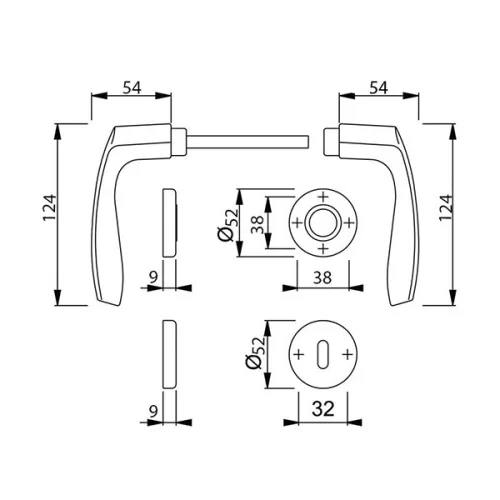 Hoppe Milano rozettás kilincs Kulcsos F1
