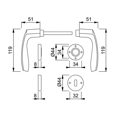 Hoppe Milano rozettás kilincs Kulcsos F4