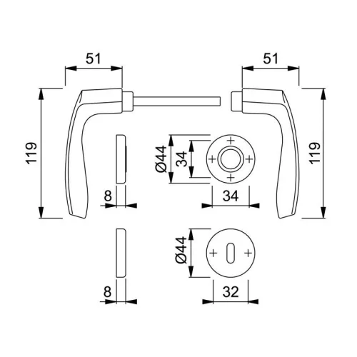 Hoppe Milano rozettás kilincs Cilinderes F4