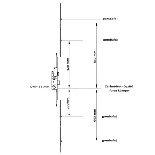 Euro-Elzett MultiModul Msoft komp. többpontos zár kilincsm. 55/92/16 - 4 gomba (237|004|238)