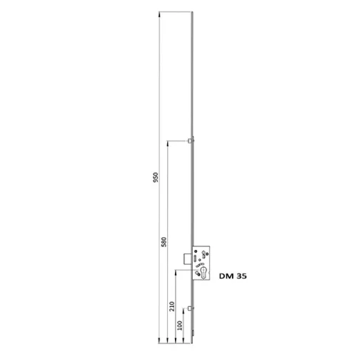 Euro-Elzett MultiModul Felső elem másodzárral DM35 + 2 görgő 16/950mm (F2R16/950D35)(EE-MM107)