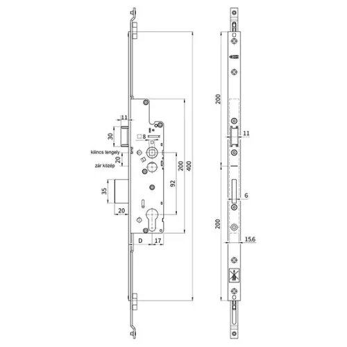 Euro-Elzett MultiModul Komfort Lefelé záró Főzár 55/92 Kulcsműködtetésű (MMK 55/92/16/8/400)(EE-MM009)