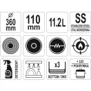 YATO YG-00055 GASTRO Lábas fedővel 11,2 liter 360 x 110 mm inox