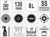 YATO YG-00063 GASTRO Nyeles lábas fedővel 8 liter 280 mm inox