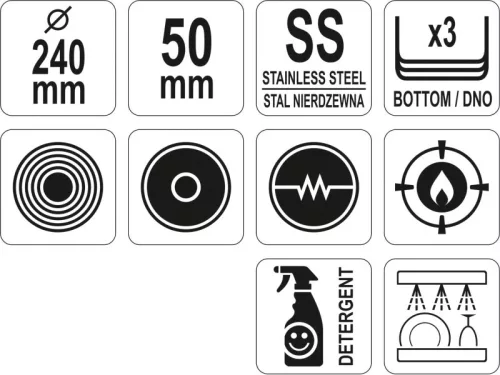 YATO YG-00101 GASTRO Serpenyő 240 mm inox