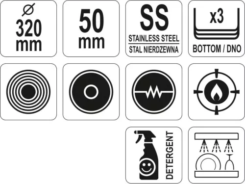 YATO YG-00103 GASTRO Serpenyő 320 mm inox