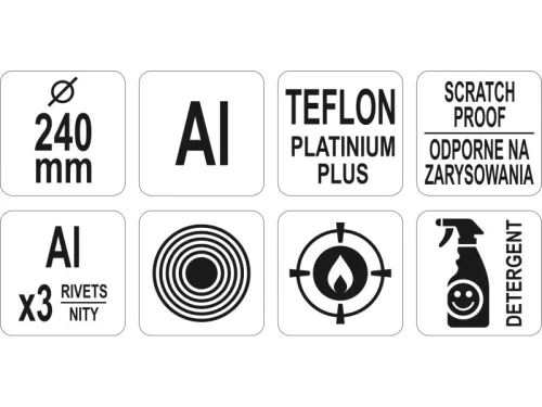 YATO YG-00131 GASTRO Serpenyő teflon bevonattal 240 mm alumínium