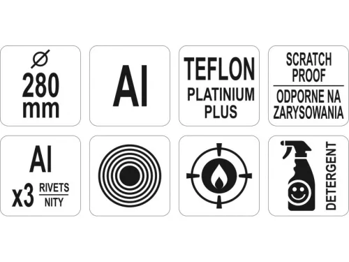 YATO YG-00132 GASTRO Serpenyő teflon bevonattal 280 mm alumínium