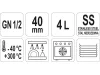 YATO YG-00261 GASTRO Inox betét 40 mm GN 1/2