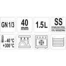 YATO YG-00271 GASTRO Inox betét 40 mm GN 1/3