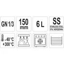 YATO YG-00274 GASTRO Inox betét 150 mm GN 1/3