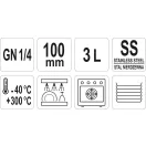 YATO YG-00283 GASTRO Inox betét 100 mm GN 1/4