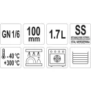 YATO YG-00291 GASTRO Inox betét 100 mm GN 1/6