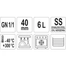 YATO YG-00341 GASTRO Inox betét 40 mm GN 1/1