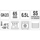 YATO YG-00360 GASTRO Inox betét 65 mm GN 2/3