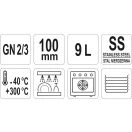YATO YG-00361 GASTRO Inox betét 100 mm GN 1/2