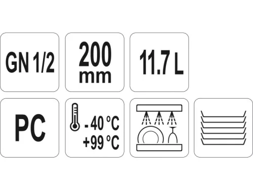YATO YG-00403 GASTRO Műanyag betét 200 mm GN 1/2