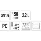 YATO YG-00427 GASTRO Műanyag betét 150 mm GN 1/6