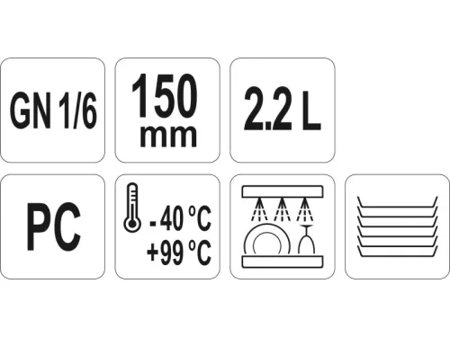 YATO YG-00427 GASTRO Műanyag betét 150 mm GN 1/6