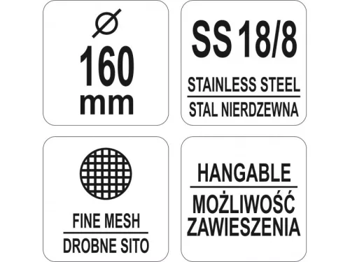 YATO YG-00606 GASTRO Szűrő 160 mm inox