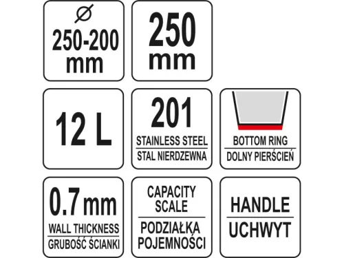 YATO YG-00650 GASTRO Inox vödör 12 liter