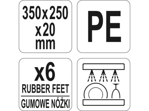 YATO YG-02160 GASTRO Vágódeszka 350 x 250 x 20 mm PE fehér